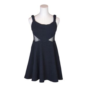 Free People Brooklyn Black Lace Back Mini Dress Textured Fit & Flare Small